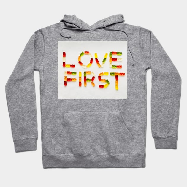 Love first colorful haribo bears Hoodie by BlackWhiteBeige